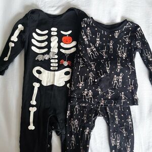 Halloween Skeleton Pajama Set 12M - Carter’s One Piece and Old Navy Two Piece